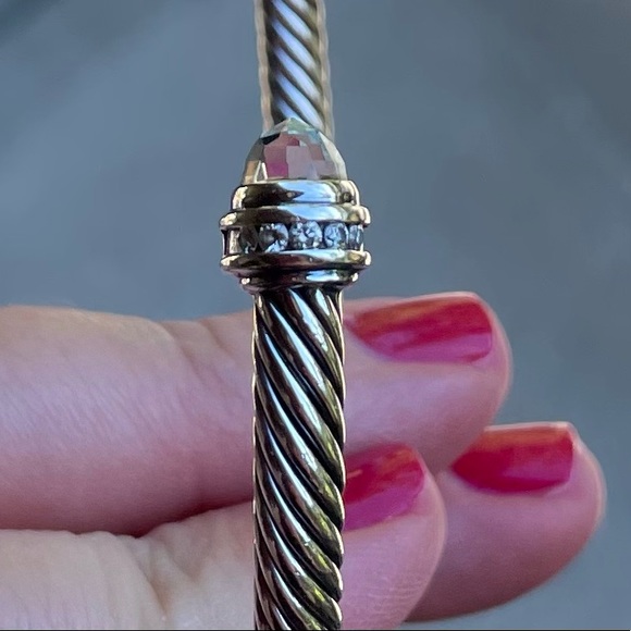 David Yurman Silver Bracelet with Green Accents - Picture 5 of 10